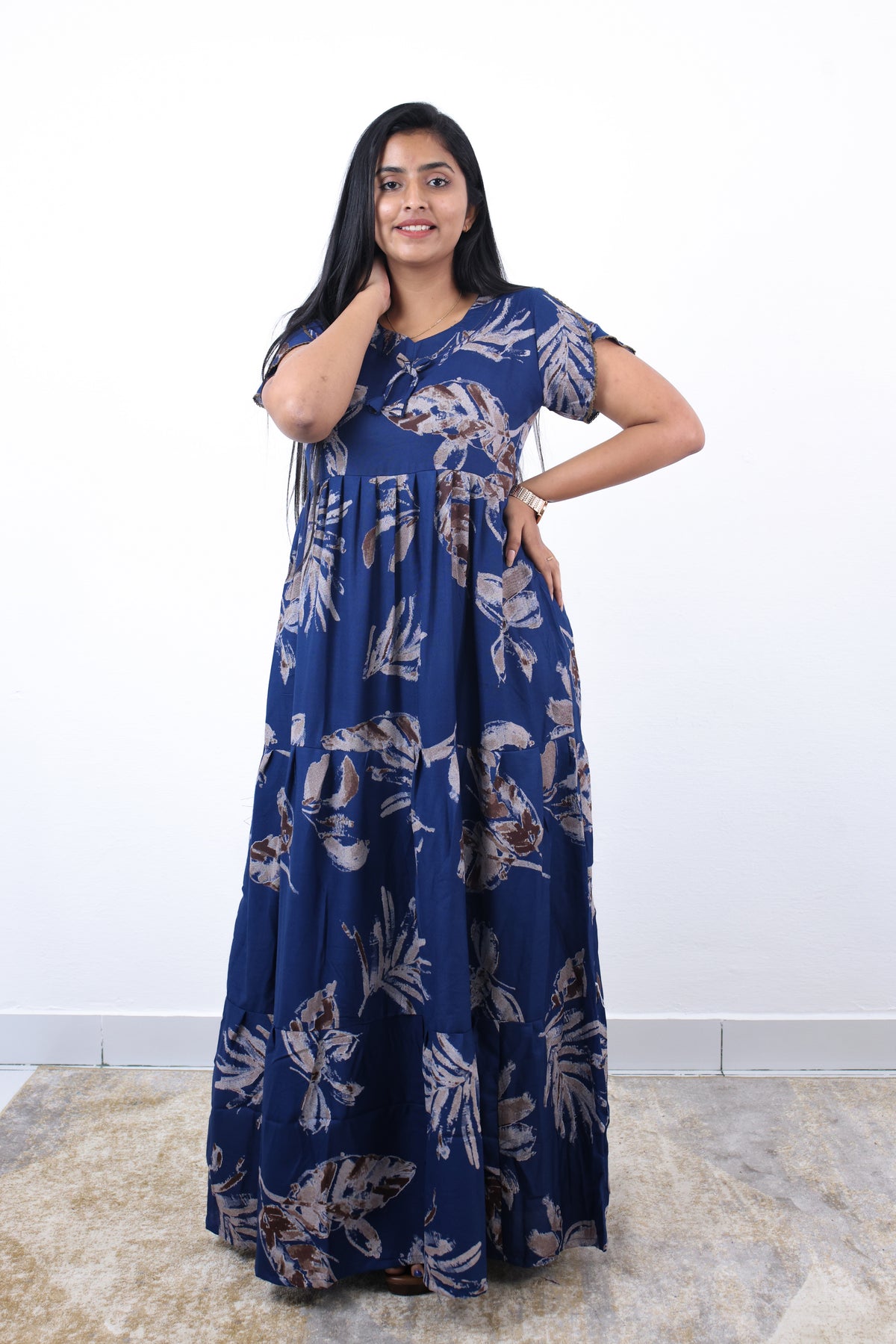 Stylish Alpine 3 Layer Frock Model Nighties| Fancy Sleeves & Neck Pattern| Side Pocket with Back Tie Rope | Perfect Nightwear Trendy Women's (AFK)