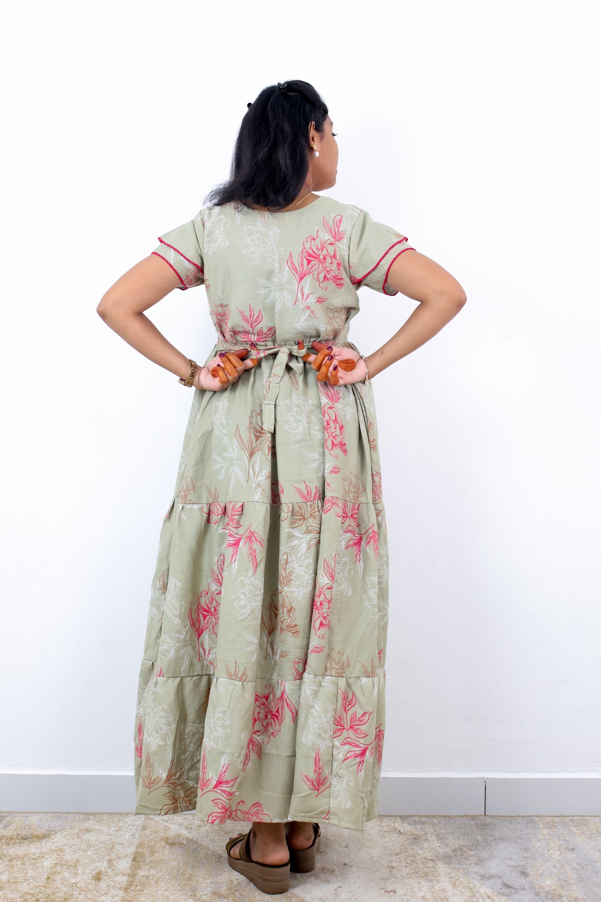 Stylish Alpine 3 Layer Frock Model Nighties| Fancy Sleeves & Neck Pattern| Side Pocket with Back Tie Rope | Perfect Nightwear Trendy Women's (AFK)