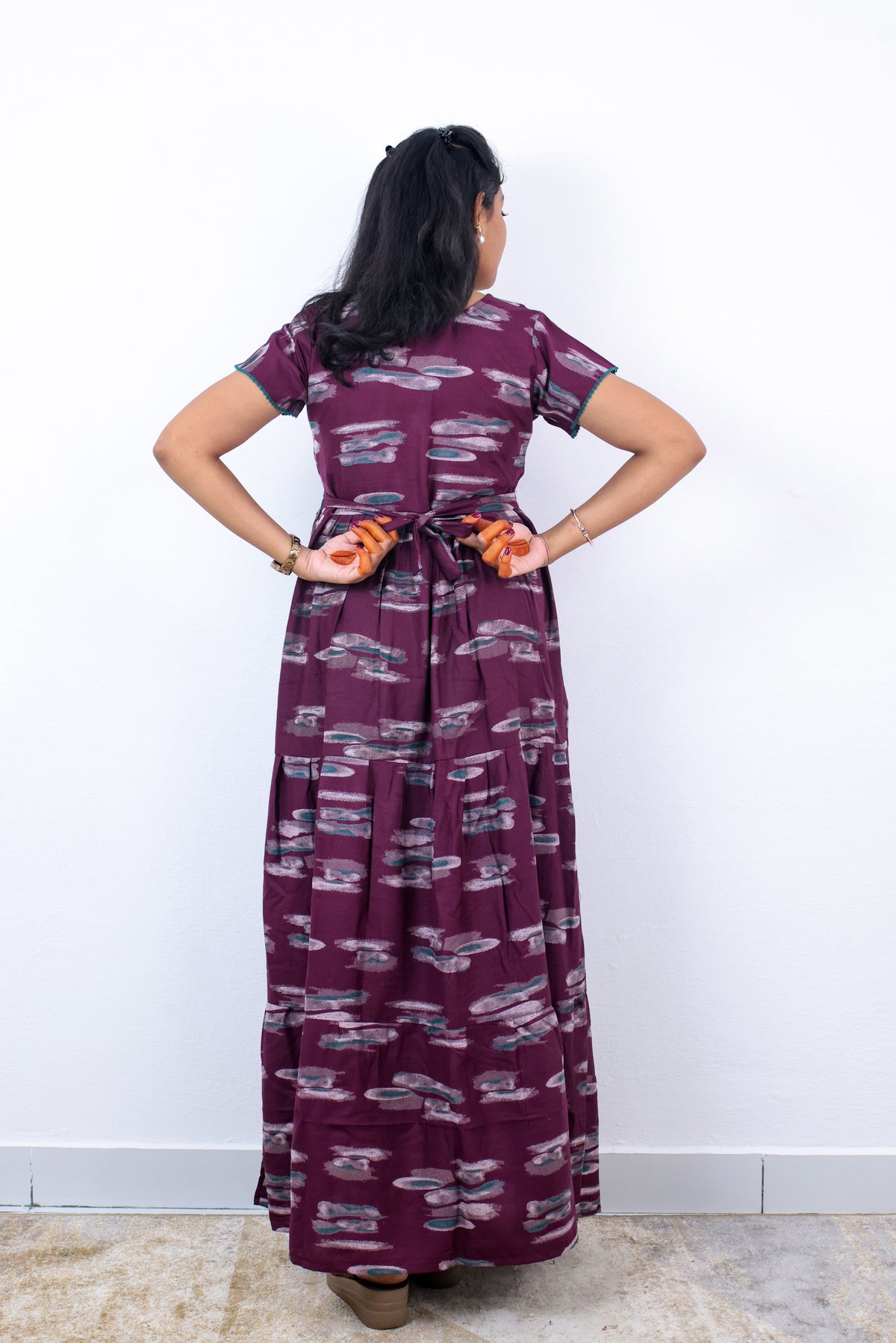 Stylish Alpine 3 Layer Frock Model Nighties| Fancy Sleeves & Neck Pattern| Side Pocket with Back Tie Rope | Perfect Nightwear Trendy Women's (AFK)