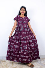 Stylish Alpine 3 Layer Frock Model Nighties| Fancy Sleeves & Neck Pattern| Side Pocket with Back Tie Rope | Perfect Nightwear Trendy Women's (AFK)