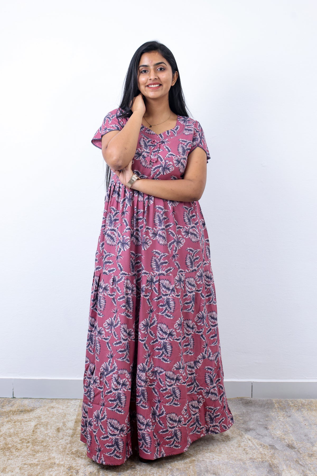 Stylish Alpine 3 Layer Frock Model Nighties| Fancy Sleeves & Neck Pattern| Side Pocket with Back Tie Rope | Perfect Nightwear Trendy Women's (AFK)