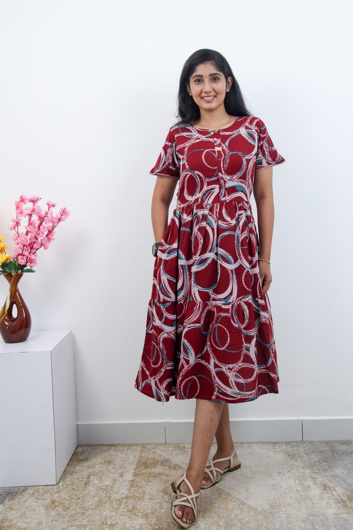 MANGAI new Premium Alpine MAXI Frock Nightgown's for Trending Collection's | Side Pocket with Back Tie Rope | Fancy Petal Sleeve's | Stylish Nightwear for Stylish Woman & Teenage Girl's  (MAL)