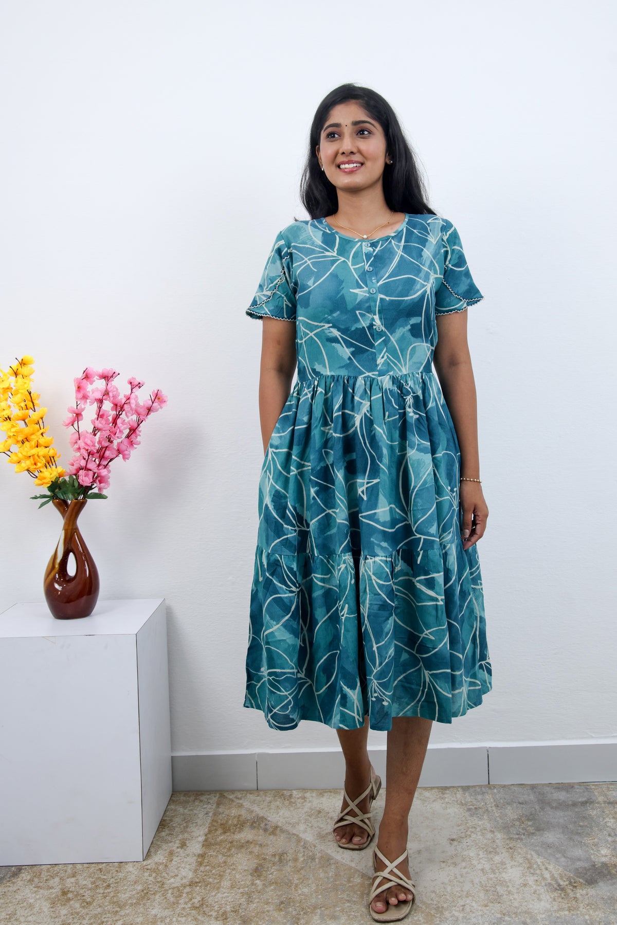 MANGAI new Premium Alpine MAXI Frock Nightgown's for Trending Collection's | Side Pocket with Back Tie Rope | Fancy Petal Sleeve's | Stylish Nightwear for Stylish Woman & Teenage Girl's  (MAL)