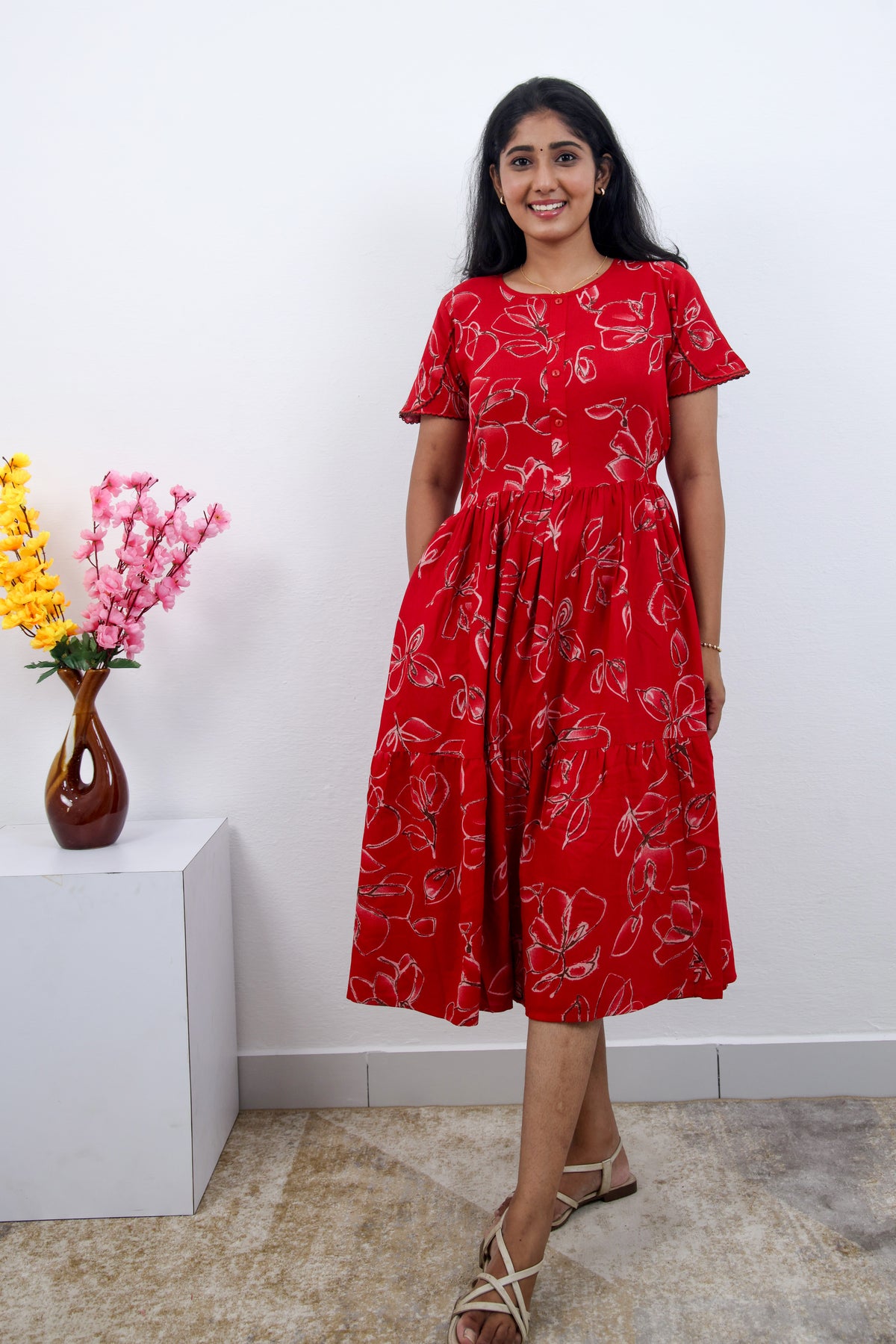 MANGAI new Premium Alpine MAXI Frock Nightgown's for Trending Collection's | Side Pocket with Back Tie Rope | Fancy Petal Sleeve's | Stylish Nightwear for Stylish Woman & Teenage Girl's  (MAL)