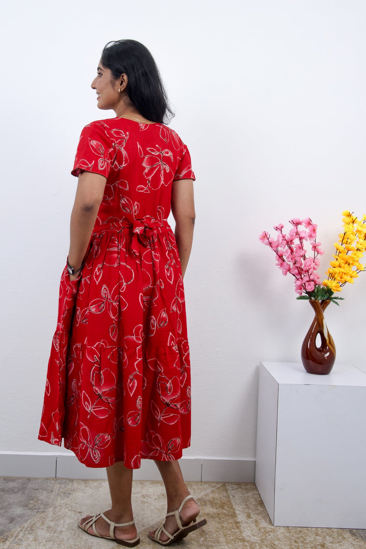 MANGAI new Premium Alpine MAXI Frock Nightgown's for Trending Collection's | Side Pocket with Back Tie Rope | Fancy Petal Sleeve's | Stylish Nightwear for Stylish Woman & Teenage Girl's  (MAL)