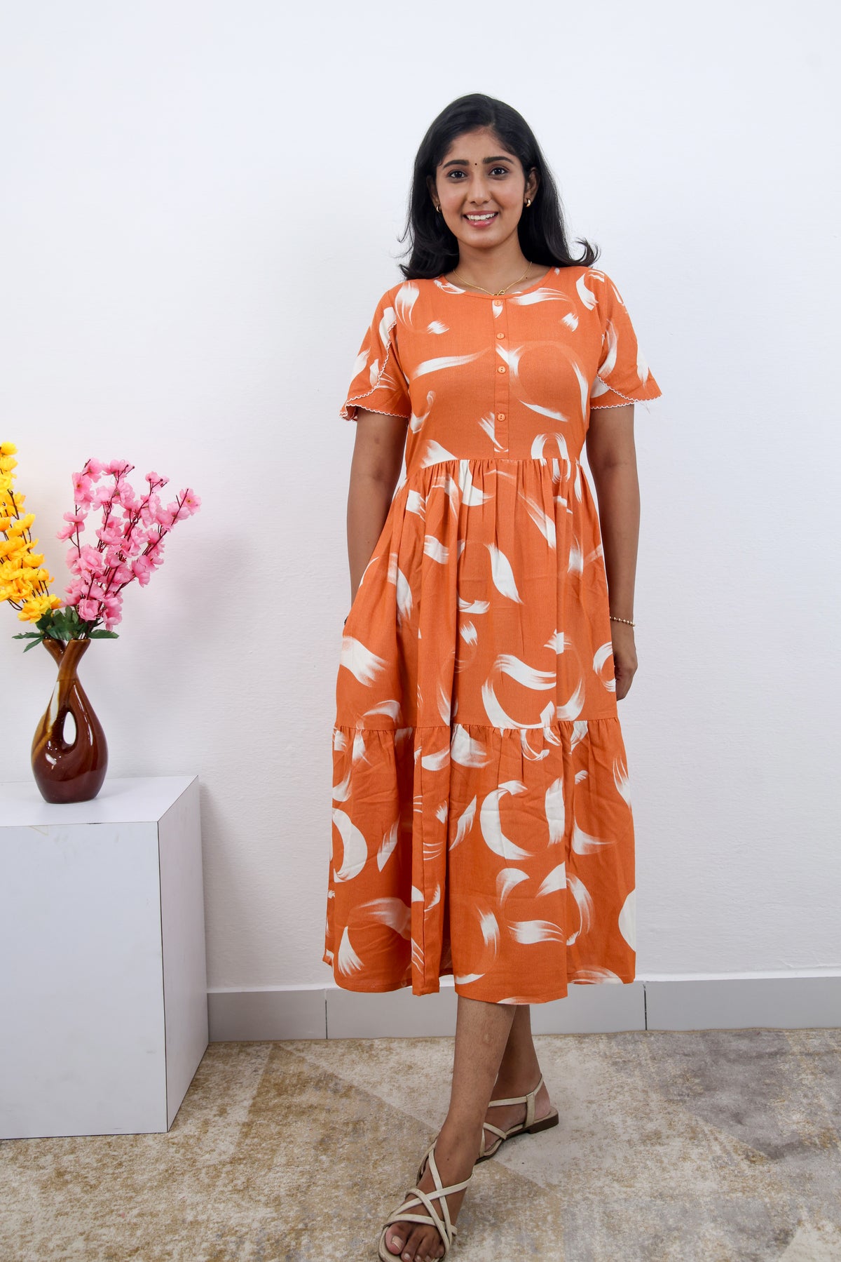 MANGAI new Premium Alpine MAXI Frock Nightgown's for Trending Collection's | Side Pocket with Back Tie Rope | Fancy Petal Sleeve's | Stylish Nightwear for Stylish Woman & Teenage Girl's  (MAL)