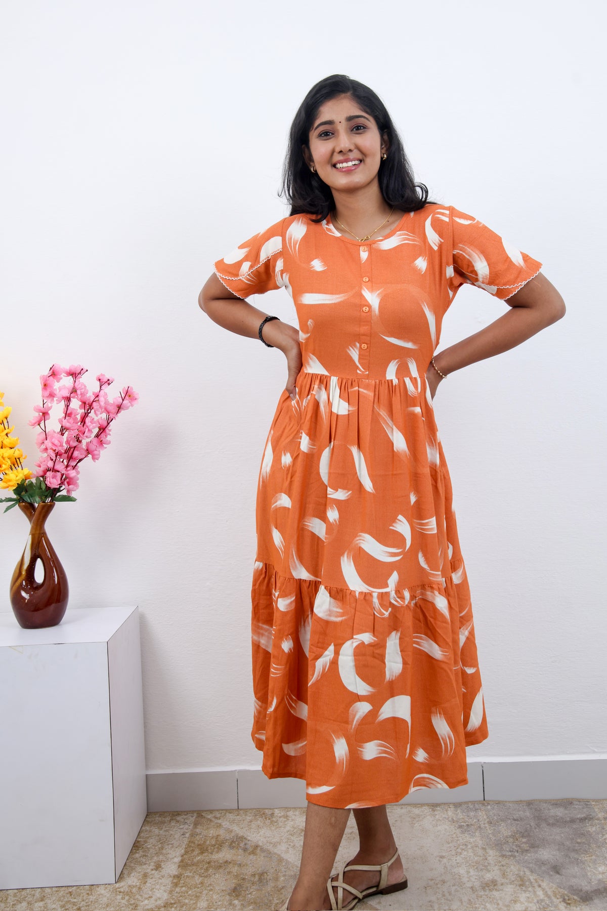 MANGAI new Premium Alpine MAXI Frock Nightgown's for Trending Collection's | Side Pocket with Back Tie Rope | Fancy Petal Sleeve's | Stylish Nightwear for Stylish Woman & Teenage Girl's  (MAL)