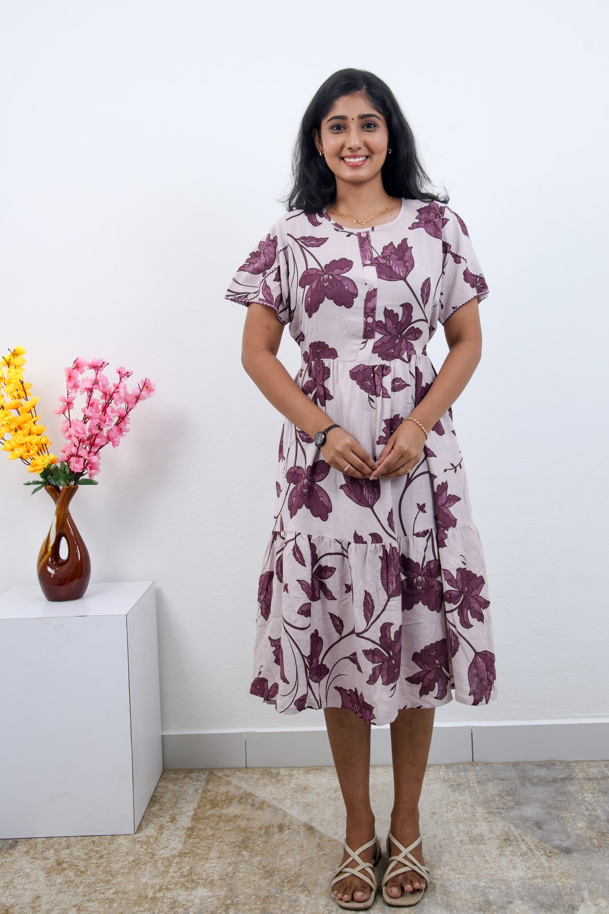 MANGAI new Premium Alpine MAXI Frock Nightgown's for Trending Collection's | Side Pocket with Back Tie Rope | Fancy Petal Sleeve's | Stylish Nightwear for Stylish Woman & Teenage Girl's  (MAL)