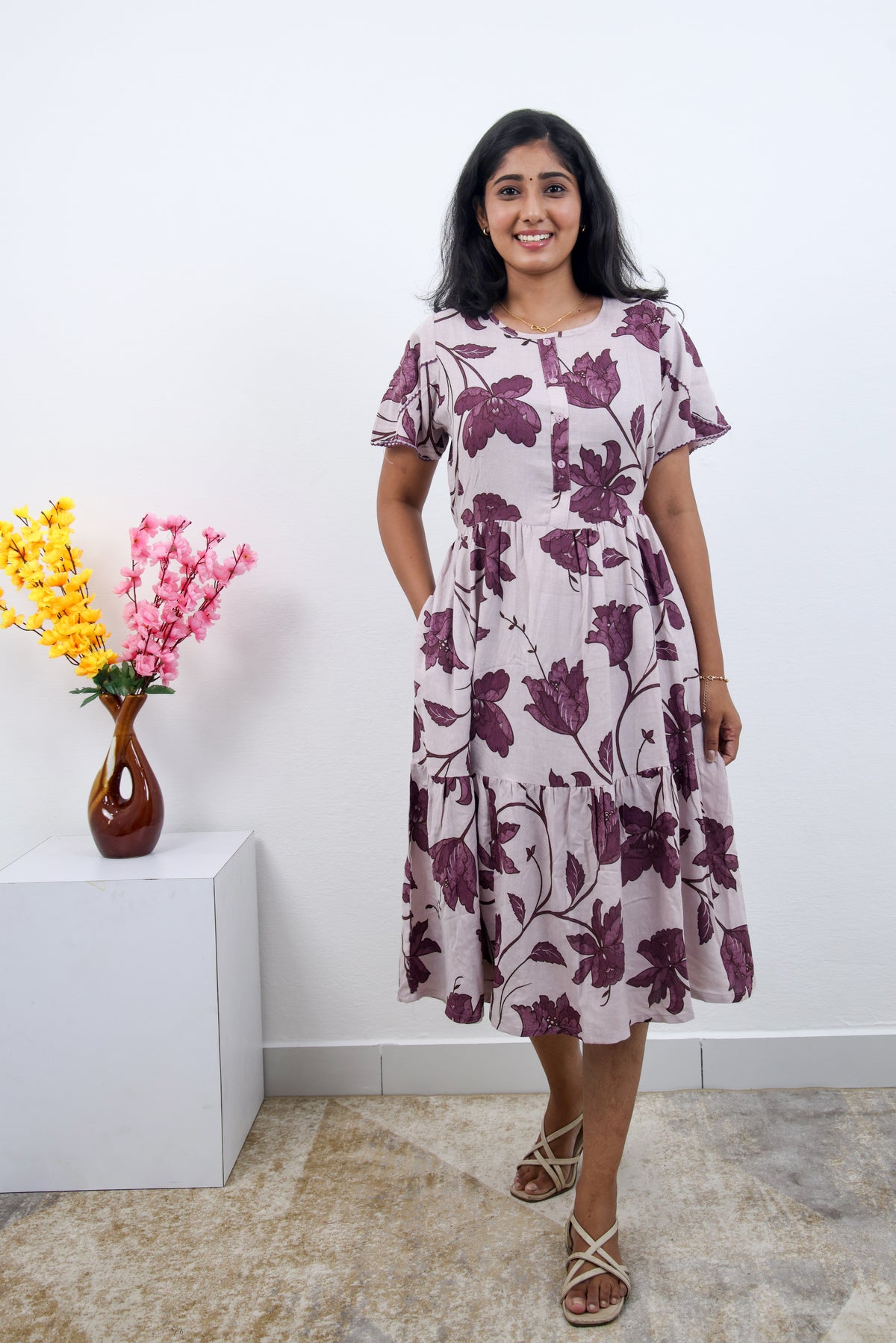 MANGAI new Premium Alpine MAXI Frock Nightgown's for Trending Collection's | Side Pocket with Back Tie Rope | Fancy Petal Sleeve's | Stylish Nightwear for Stylish Woman & Teenage Girl's  (MAL)