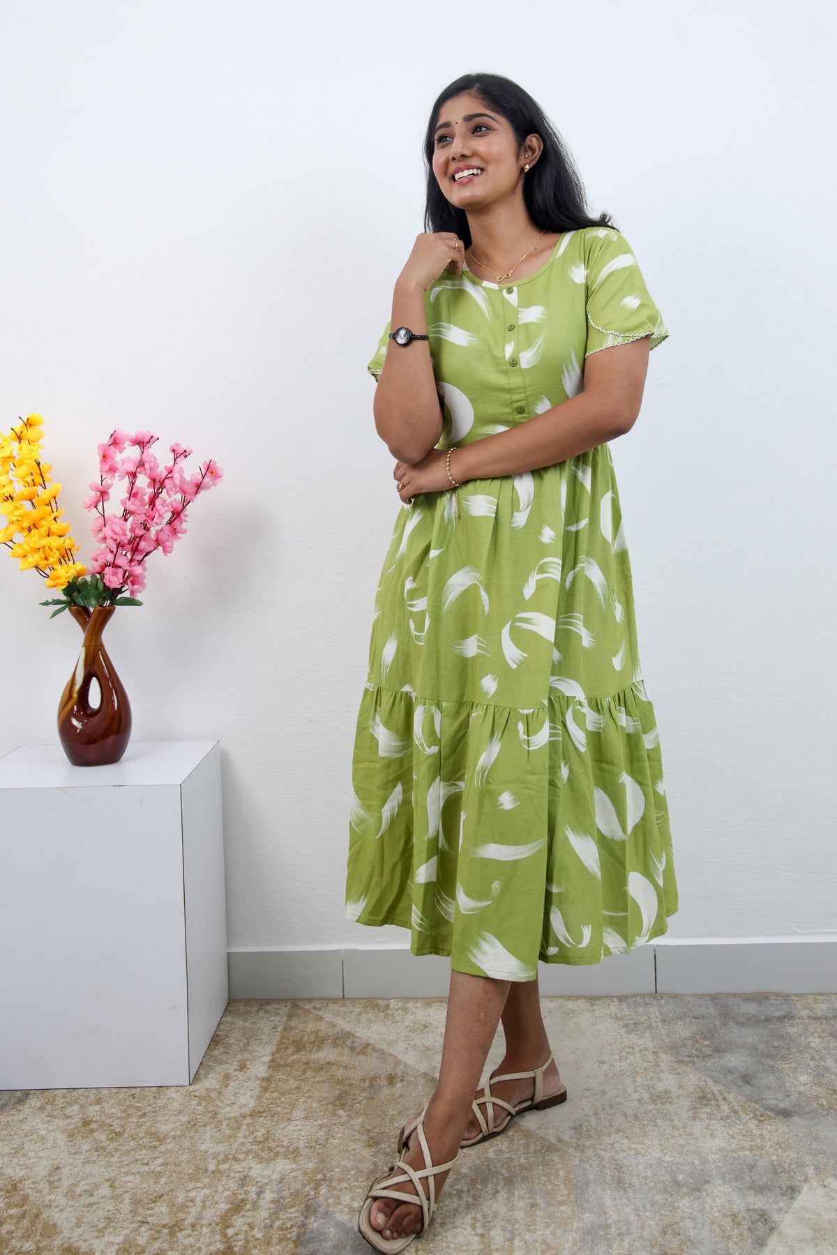 MANGAI new Premium Alpine MAXI Frock Nightgown's for Trending Collection's | Side Pocket with Back Tie Rope | Fancy Petal Sleeve's | Stylish Nightwear for Stylish Woman & Teenage Girl's  (MAL)