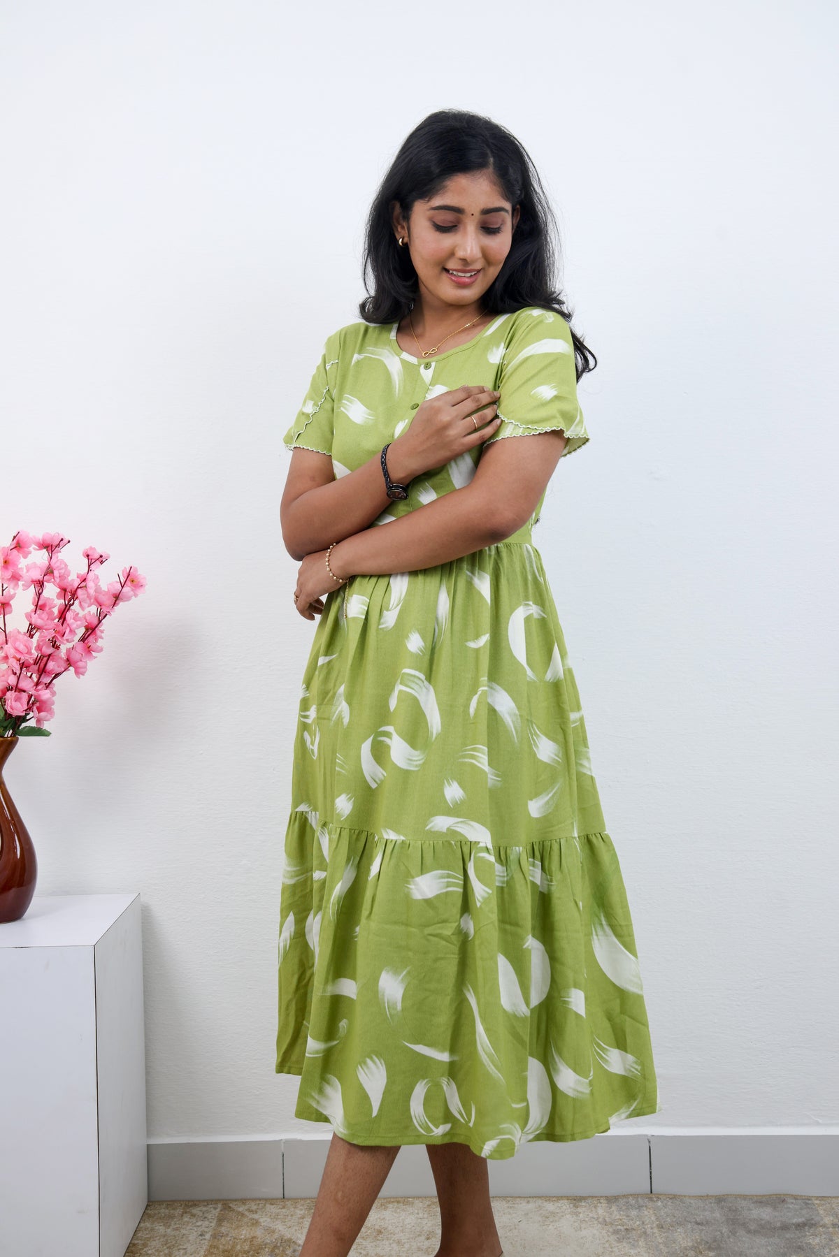 MANGAI new Premium Alpine MAXI Frock Nightgown's for Trending Collection's | Side Pocket with Back Tie Rope | Fancy Petal Sleeve's | Stylish Nightwear for Stylish Woman & Teenage Girl's  (MAL)