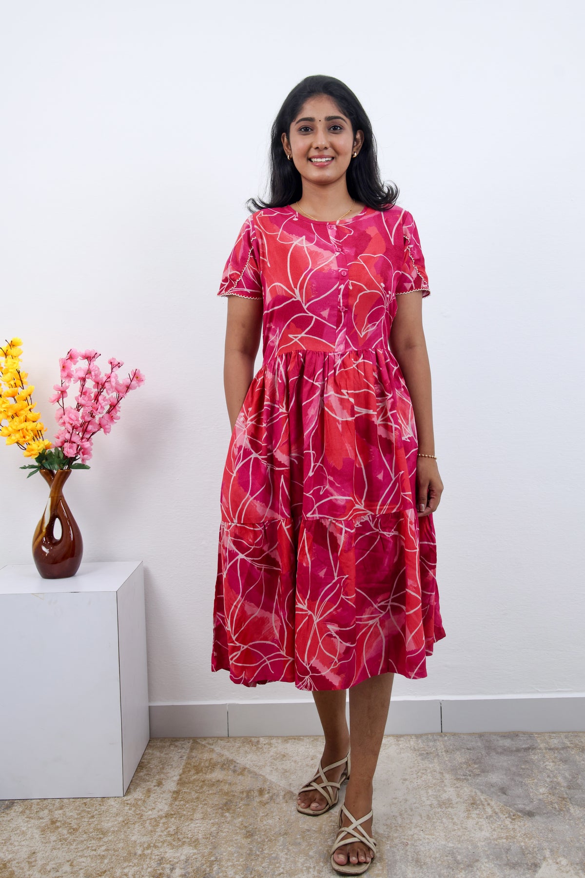 MANGAI new Premium Alpine MAXI Frock Nightgown's for Trending Collection's | Side Pocket with Back Tie Rope | Fancy Petal Sleeve's | Stylish Nightwear for Stylish Woman & Teenage Girl's  (MAL)