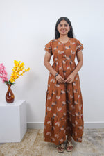 Stylish Alpine 3 Layer Frock Model Nighties| Fancy Sleeves & Neck Pattern| Side Pocket with Back Tie Rope | Perfect Nightwear Trendy Women's (AFK)