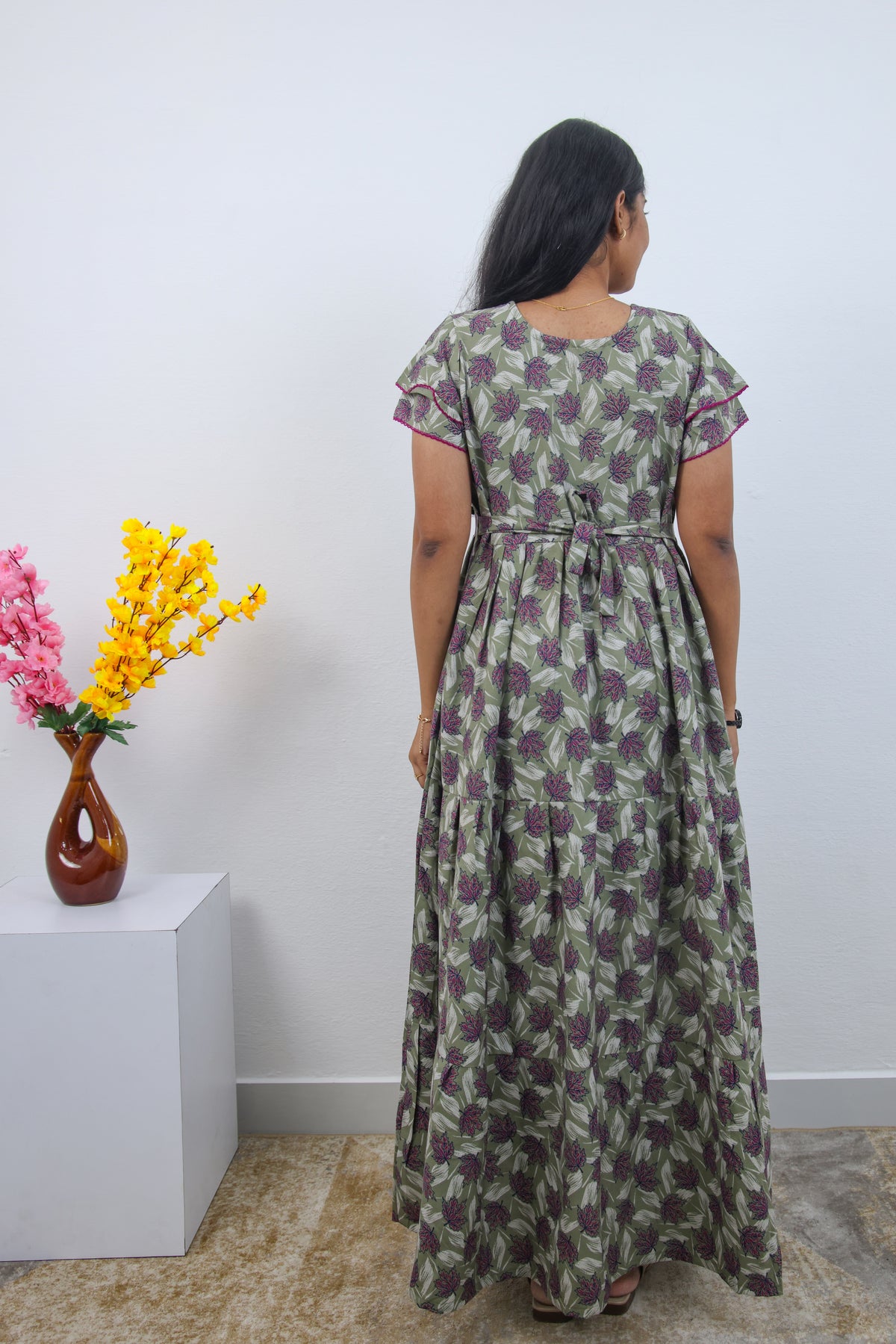 Stylish Alpine 3 Layer Frock Model Nighties| Fancy Sleeves & Neck Pattern| Side Pocket with Back Tie Rope | Perfect Nightwear Trendy Women's (AFK)