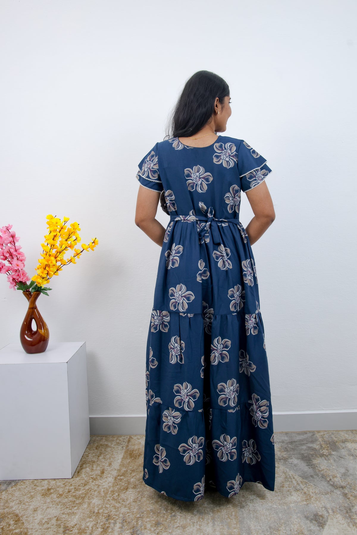 Stylish Alpine 3 Layer Frock Model Nighties| Fancy Sleeves & Neck Pattern| Side Pocket with Back Tie Rope | Perfect Nightwear Trendy Women's (AFK)