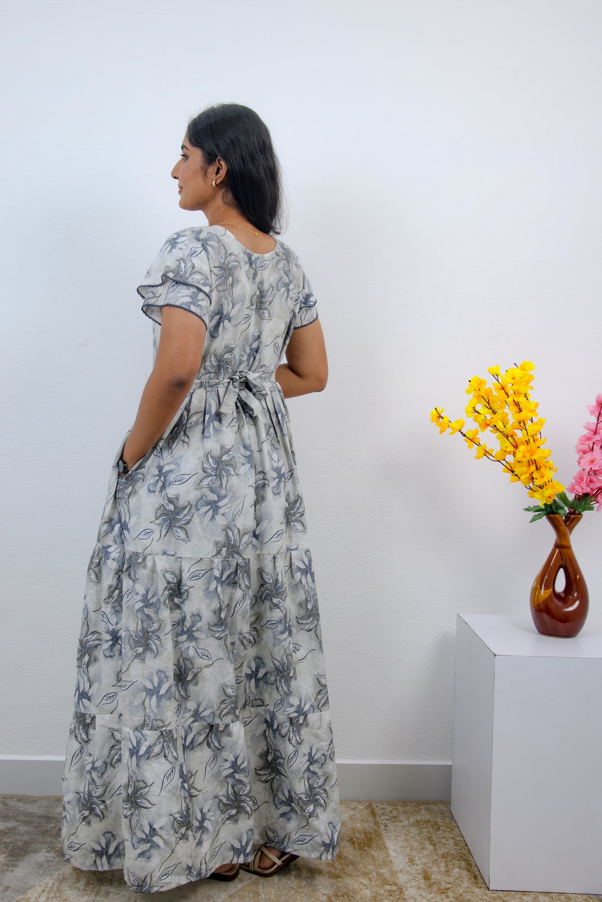 Stylish Alpine 3 Layer Frock Model Nighties| Fancy Sleeves & Neck Pattern| Side Pocket with Back Tie Rope | Perfect Nightwear Trendy Women's (AFK)