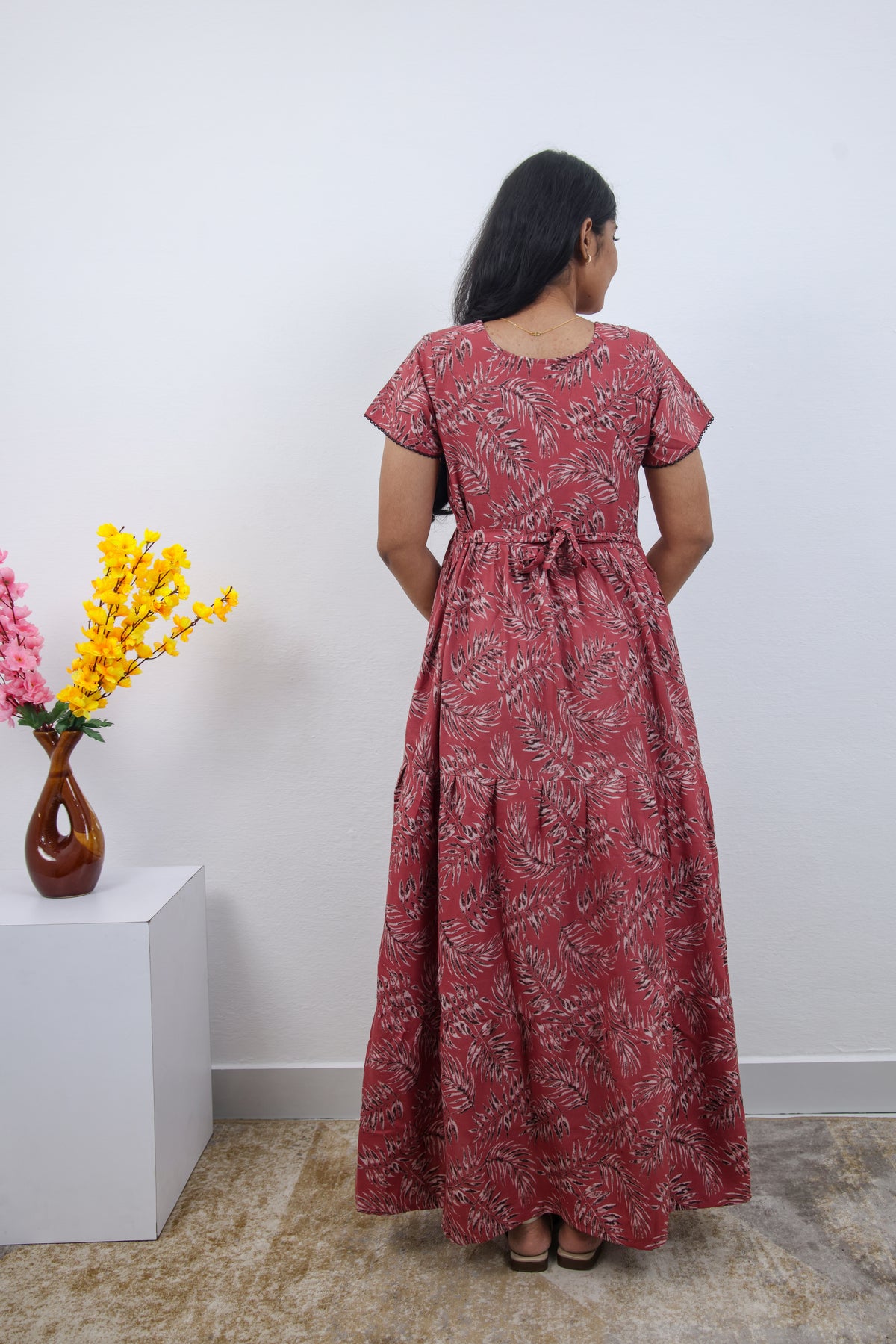 Stylish Alpine 3 Layer Frock Model Nighties| Fancy Sleeves & Neck Pattern| Side Pocket with Back Tie Rope | Perfect Nightwear Trendy Women's (AFK)