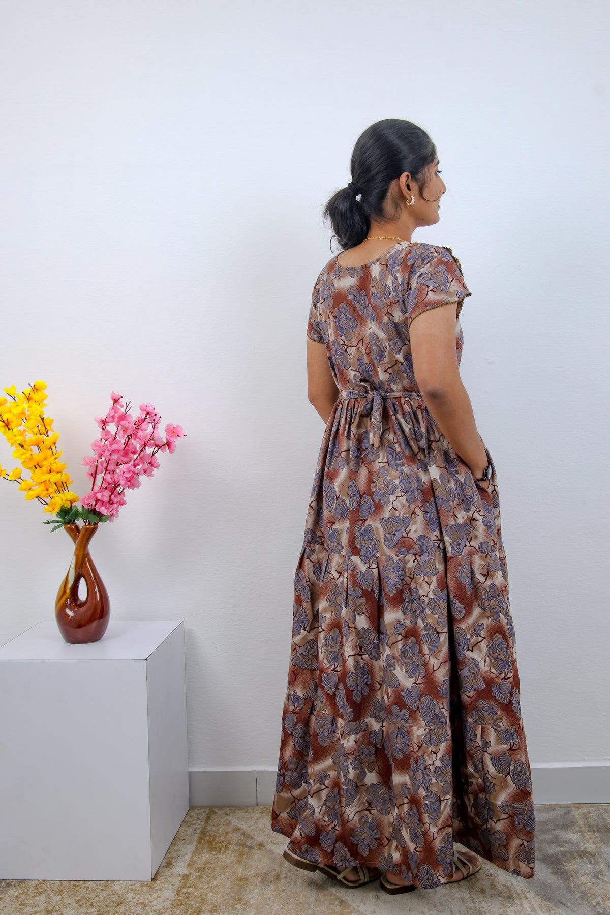 Stylish Alpine 3 Layer Frock Model Nighties| Fancy Sleeves & Neck Pattern| Side Pocket with Back Tie Rope | Perfect Nightwear Trendy Women's (AFK)