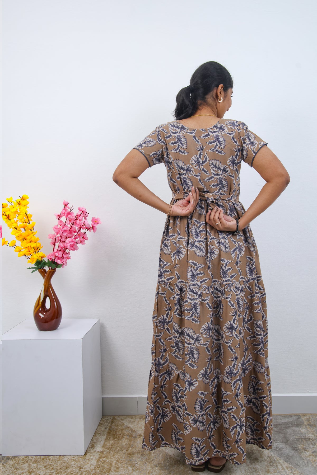 Stylish Alpine 3 Layer Frock Model Nighties| Fancy Sleeves & Neck Pattern| Side Pocket with Back Tie Rope | Perfect Nightwear Trendy Women's (AFK)