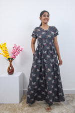 Stylish Alpine 3 Layer Frock Model Nighties| Fancy Sleeves & Neck Pattern| Side Pocket with Back Tie Rope | Perfect Nightwear Trendy Women's (AFK)