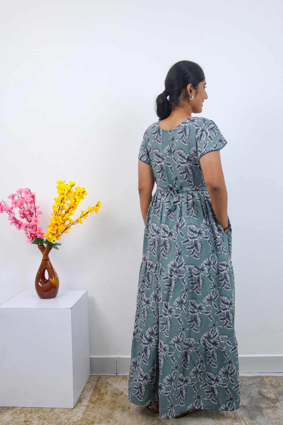 Stylish Alpine 3 Layer Frock Model Nighties| Fancy Sleeves & Neck Pattern| Side Pocket with Back Tie Rope | Perfect Nightwear Trendy Women's (AFK)