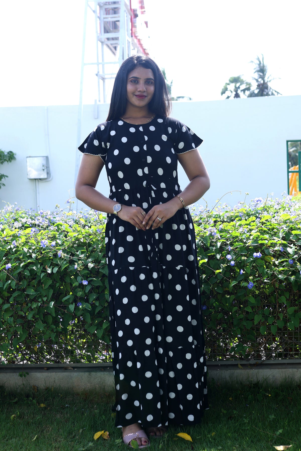 Imported Rayon Gathering Frock Model Night Gown's | Front Adjustable Gathering Style Rope Rope | Front Closed Button | Double Layer Sleeve | Trending Collection's for Stylish Women's (IRF)