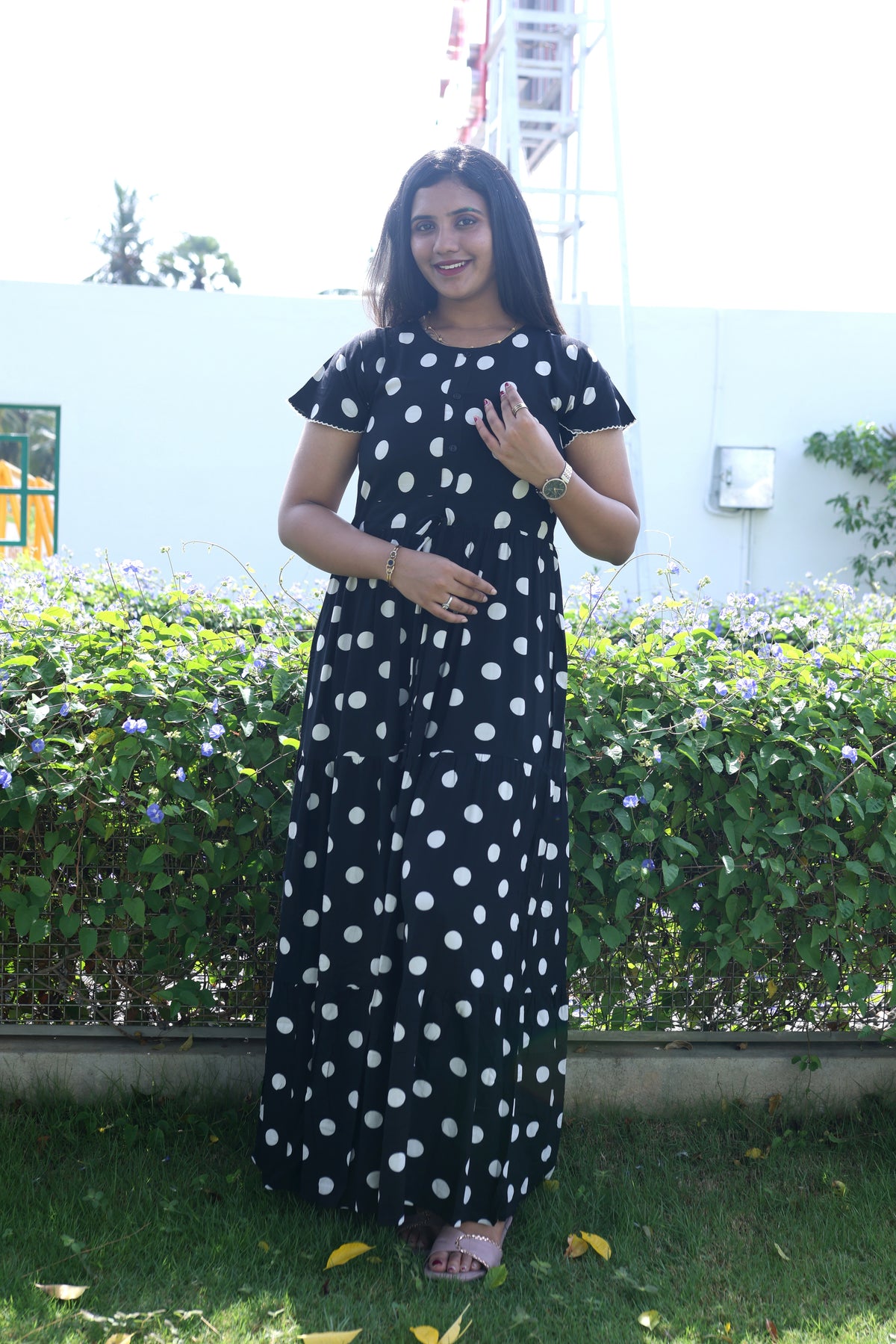 Imported Rayon Gathering Frock Model Night Gown's | Front Adjustable Gathering Style Rope Rope | Front Closed Button | Double Layer Sleeve | Trending Collection's for Stylish Women's (IRF)