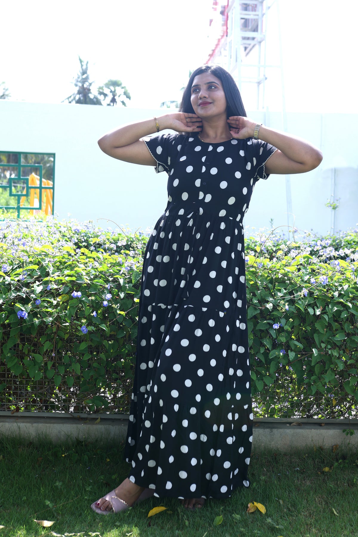 Imported Rayon Gathering Frock Model Night Gown's | Front Adjustable Gathering Style Rope Rope | Front Closed Button | Double Layer Sleeve | Trending Collection's for Stylish Women's (IRF)