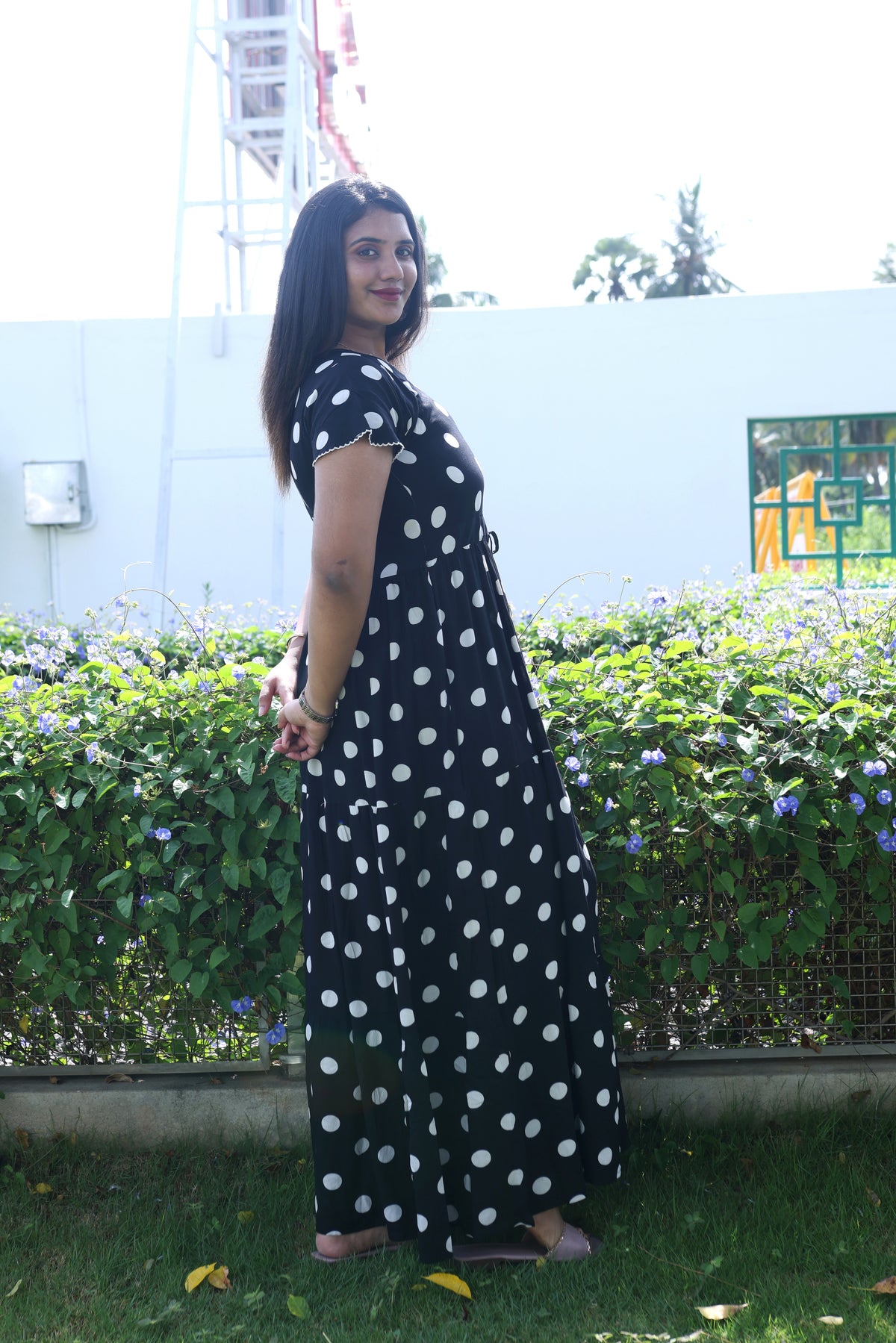 Imported Rayon Gathering Frock Model Night Gown's | Front Adjustable Gathering Style Rope Rope | Front Closed Button | Double Layer Sleeve | Trending Collection's for Stylish Women's (IRF)