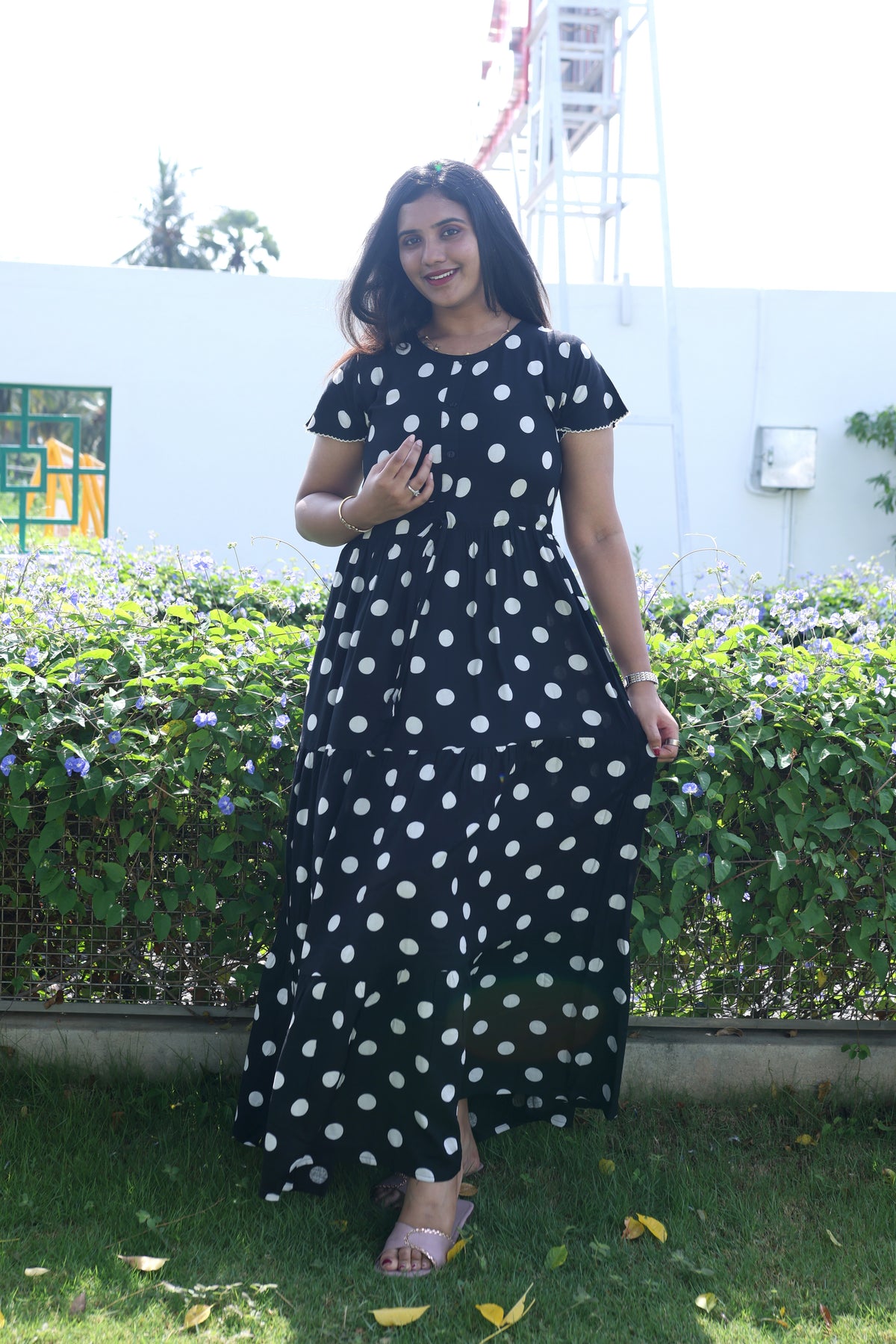 Imported Rayon Gathering Frock Model Night Gown's | Front Adjustable Gathering Style Rope Rope | Front Closed Button | Double Layer Sleeve | Trending Collection's for Stylish Women's (IRF)