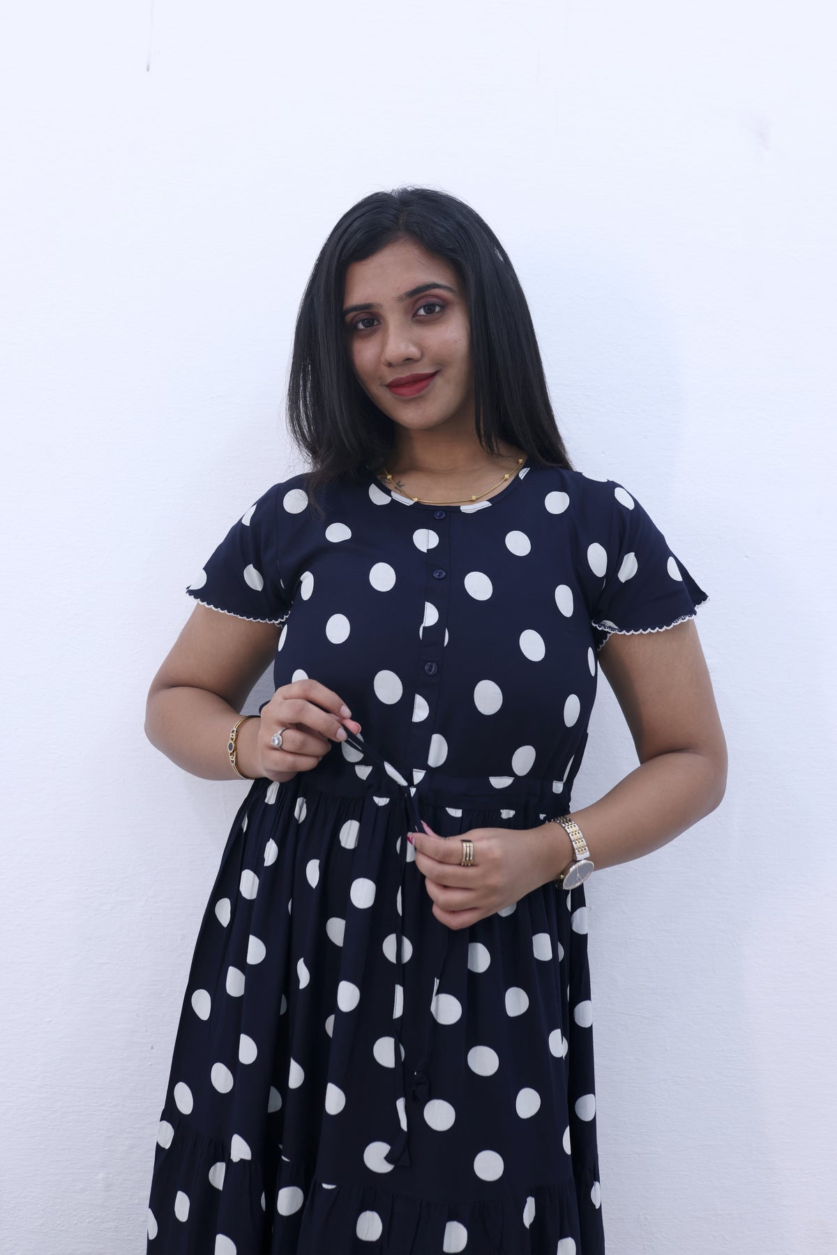 Imported Rayon Gathering Frock Model Night Gown's | Front Adjustable Gathering Style Rope Rope | Front Closed Button | Double Layer Sleeve | Trending Collection's for Stylish Women's (IRF)