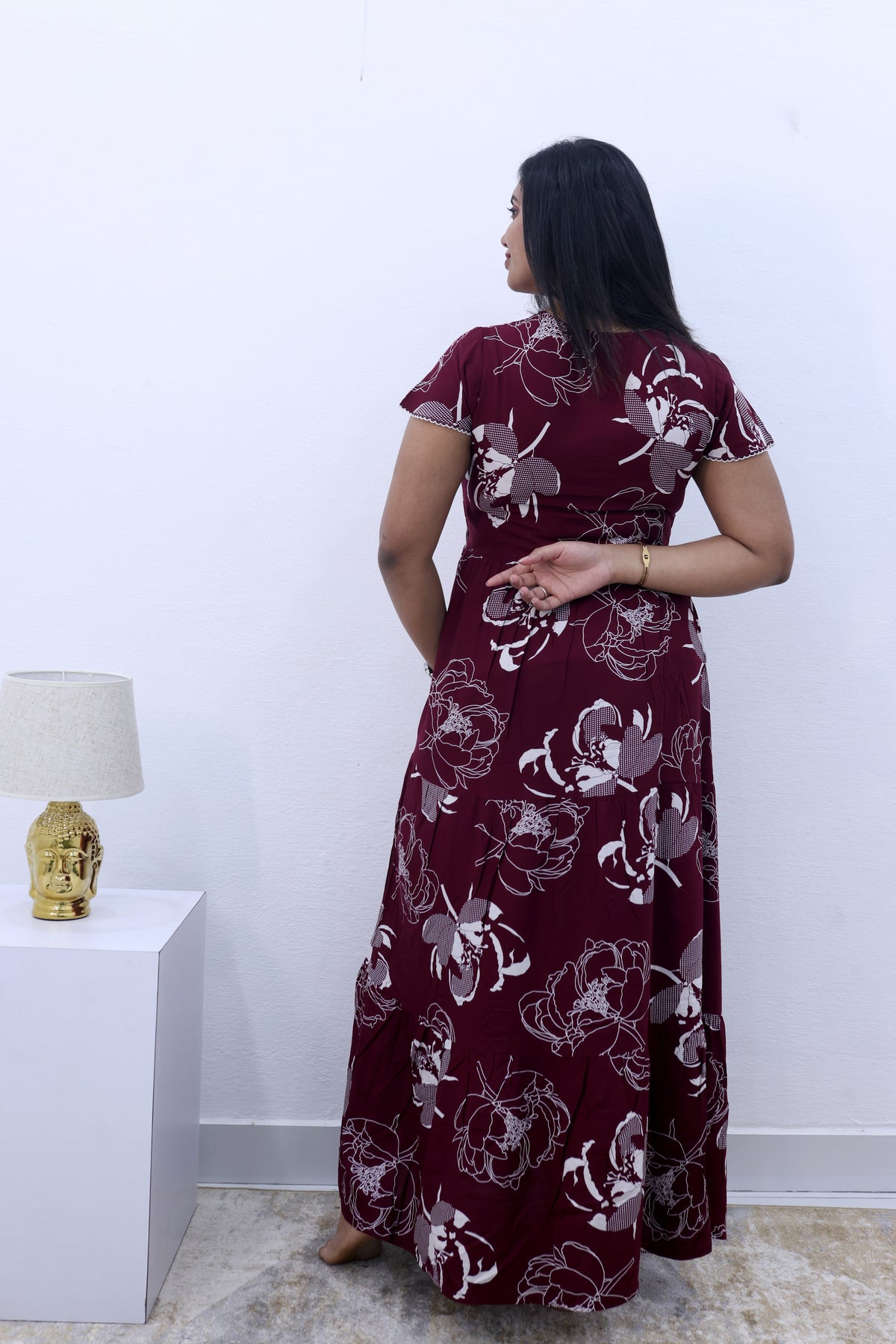 Imported Rayon Gathering Frock Model Night Gown's | Front Adjustable Gathering Style Rope Rope | Front Closed Button | Double Layer Sleeve | Trending Collection's for Stylish Women's (IRF)