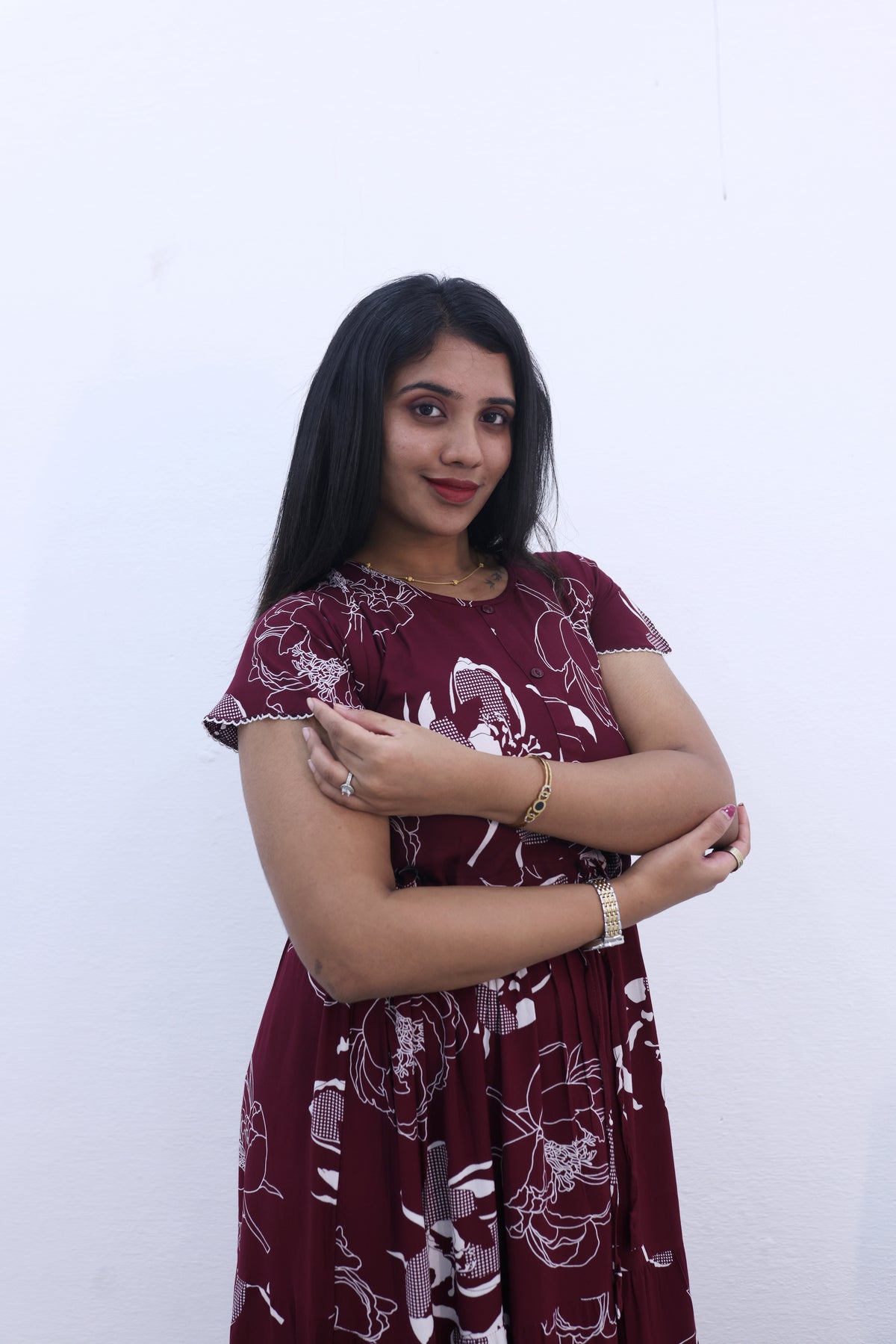 Imported Rayon Gathering Frock Model Night Gown's | Front Adjustable Gathering Style Rope Rope | Front Closed Button | Double Layer Sleeve | Trending Collection's for Stylish Women's (IRF)