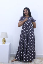 Imported Rayon Gathering Frock Model Night Gown's | Front Adjustable Gathering Style Rope Rope | Front Closed Button | Double Layer Sleeve | Trending Collection's for Stylish Women's (IRF)