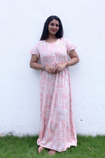 Imported Rayon Gathering Frock Model Night Gown's | Front Adjustable Gathering Style Rope Rope | Front Closed Button | Double Layer Sleeve | Trending Collection's for Stylish Women's (IRF)