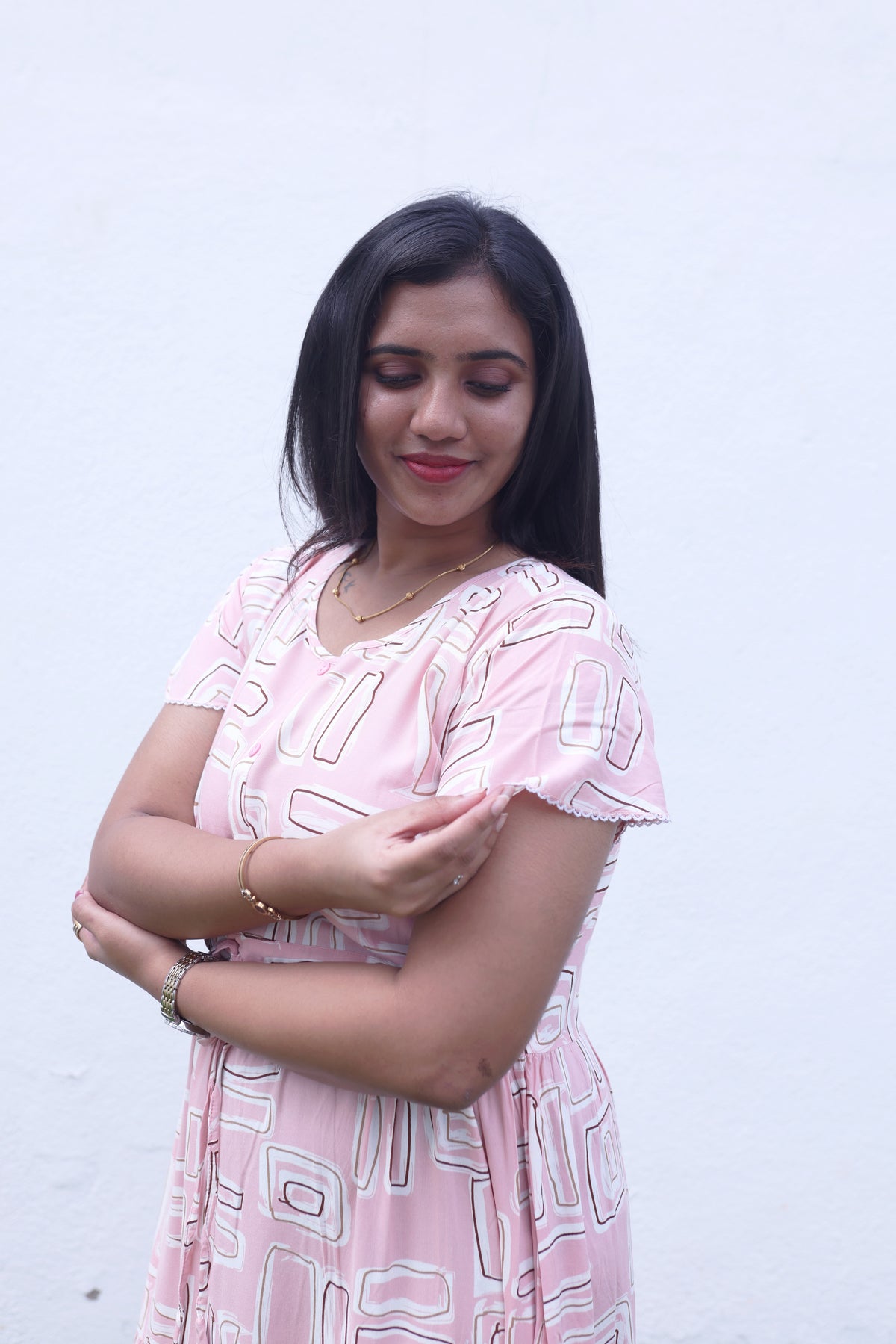 Imported Rayon Gathering Frock Model Night Gown's | Front Adjustable Gathering Style Rope Rope | Front Closed Button | Double Layer Sleeve | Trending Collection's for Stylish Women's (IRF)