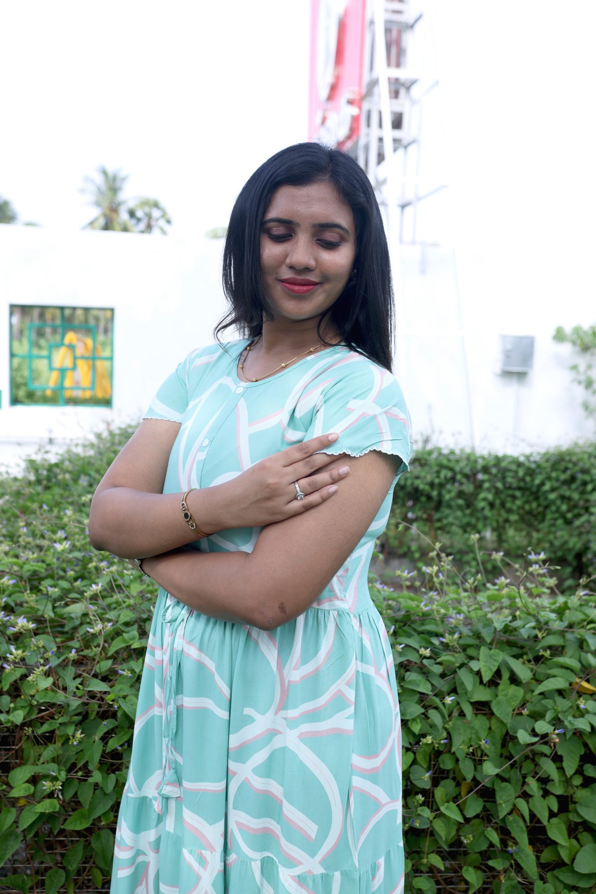 Imported Rayon Gathering Frock Model Night Gown's | Front Adjustable Gathering Style Rope Rope | Front Closed Button | Double Layer Sleeve | Trending Collection's for Stylish Women's (IRF)