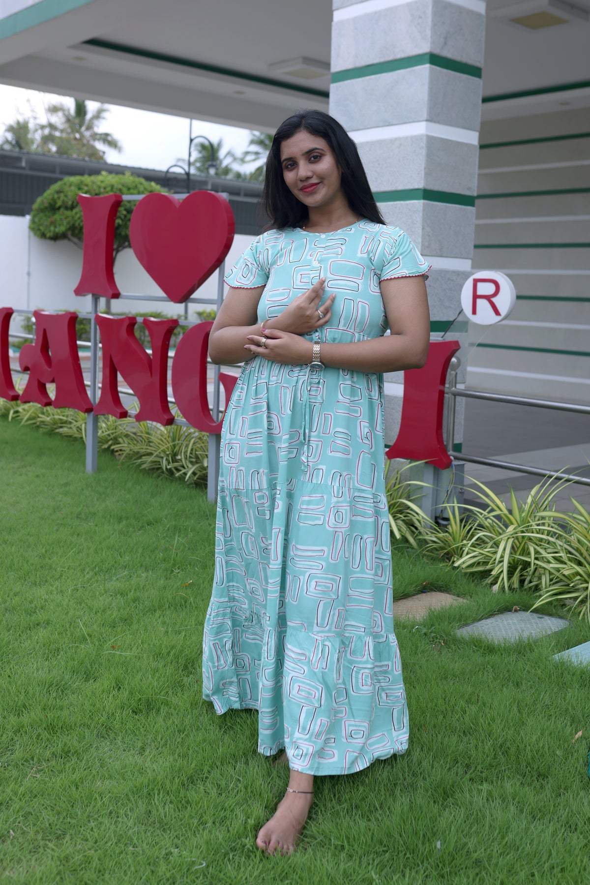 Imported Rayon Gathering Frock Model Night Gown's | Front Adjustable Gathering Style Rope Rope | Front Closed Button | Double Layer Sleeve | Trending Collection's for Stylish Women's (IRF)