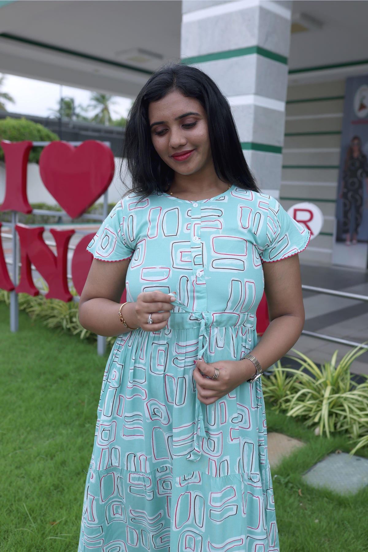 Imported Rayon Gathering Frock Model Night Gown's | Front Adjustable Gathering Style Rope Rope | Front Closed Button | Double Layer Sleeve | Trending Collection's for Stylish Women's (IRF)