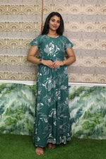 Imported Rayon Gathering Frock Model Night Gown's | Front Adjustable Gathering Style Rope Rope | Front Closed Button | Double Layer Sleeve | Trending Collection's for Stylish Women's (IRF)