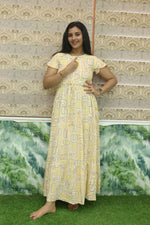 Imported Rayon Gathering Frock Model Night Gown's | Front Adjustable Gathering Style Rope Rope | Front Closed Button | Double Layer Sleeve | Trending Collection's for Stylish Women's (IRF)