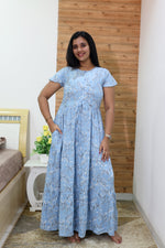 Imported Rayon Gathering Frock Model Night Gown's | Front Adjustable Gathering Style Rope Rope | Front Closed Button | Double Layer Sleeve | Trending Collection's for Stylish Women's (IRF)