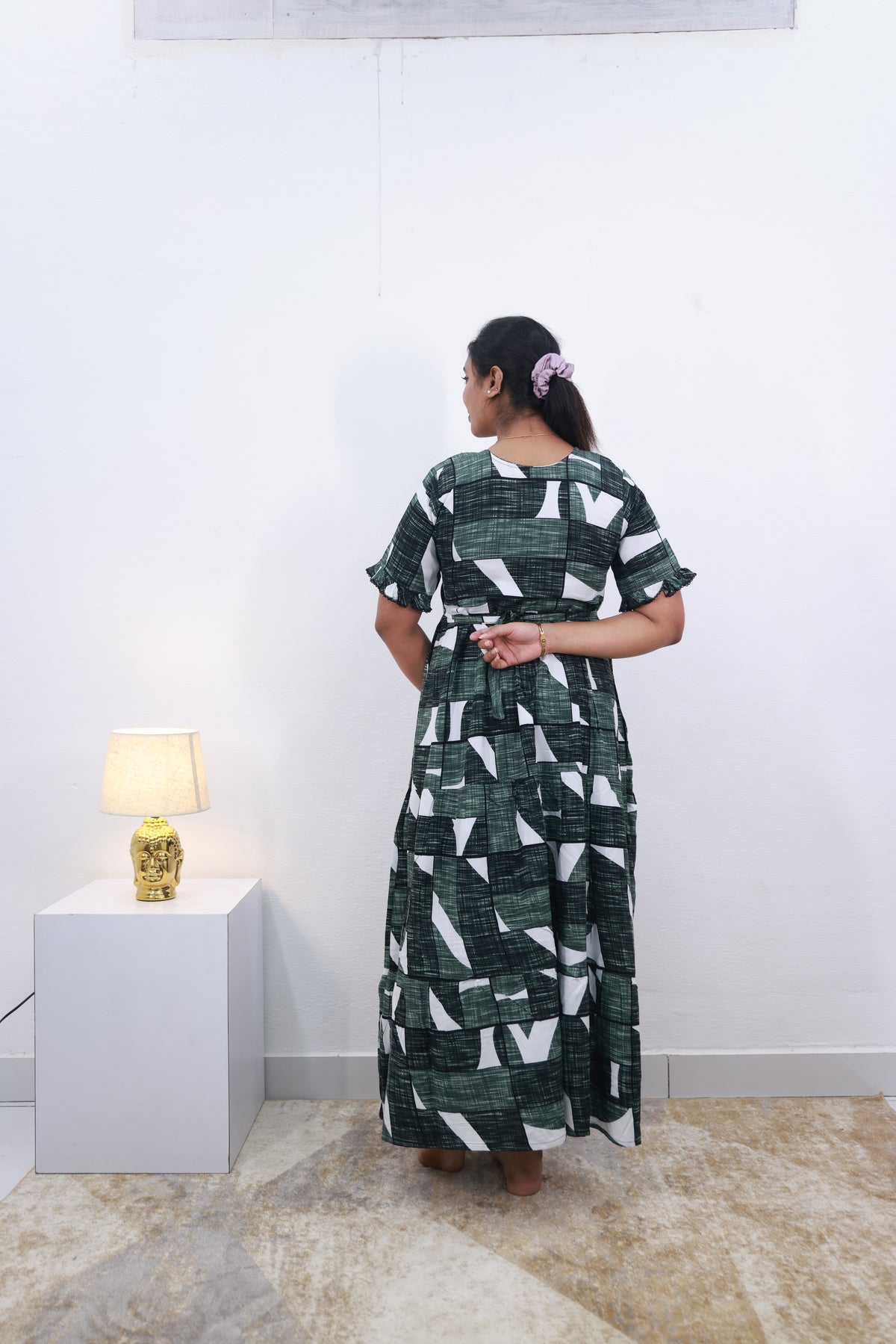 Mangai 3 Layer Frock Model Nighties Soft and smooth Premium Quality Rayon Material , Fancy Frilled Sleeve Side Pocket , Back tie Rope Stylish Collection's for Trendy Women's (MRK)