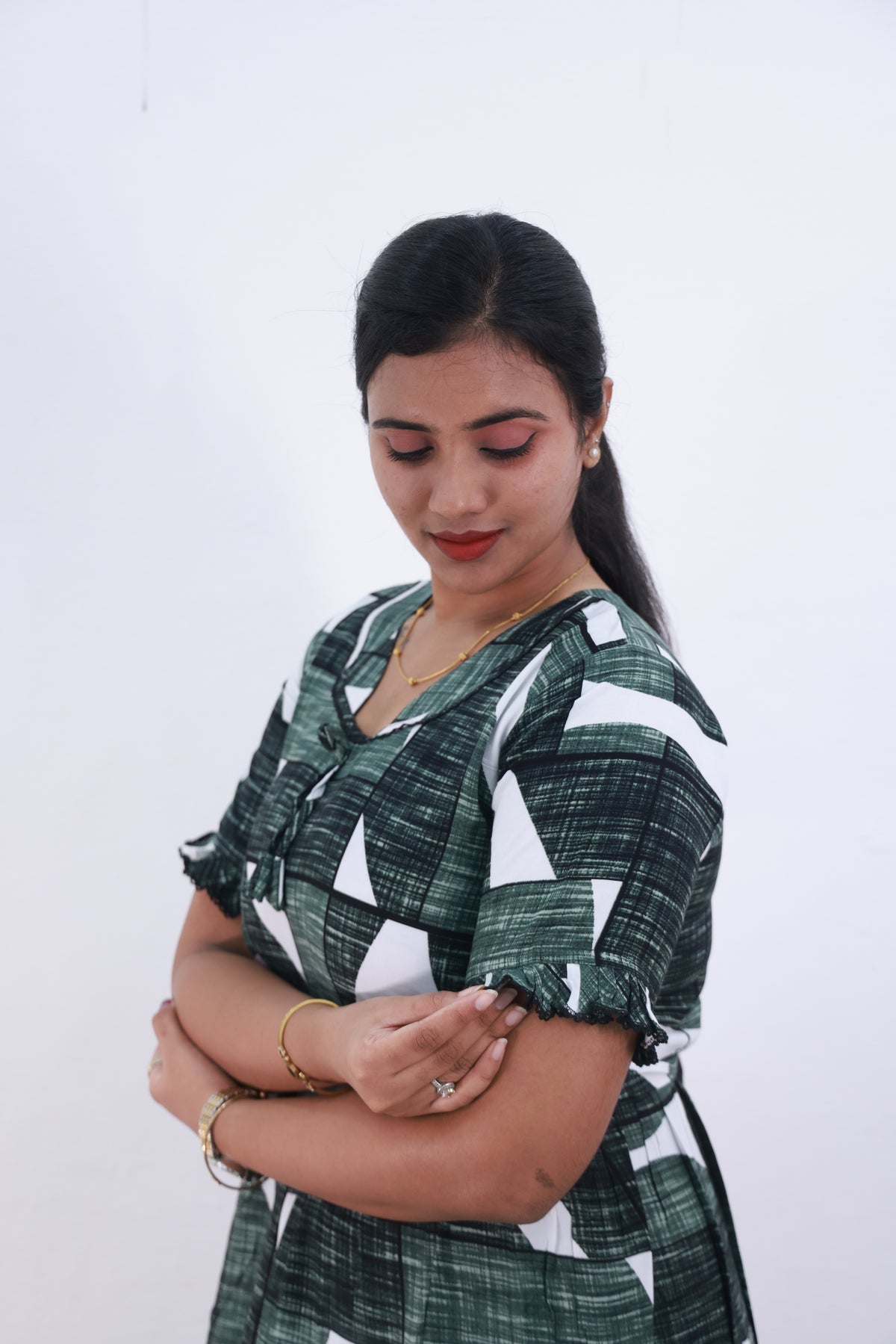 Mangai 3 Layer Frock Model Nighties Soft and smooth Premium Quality Rayon Material , Fancy Frilled Sleeve Side Pocket , Back tie Rope Stylish Collection's for Trendy Women's (MRK)