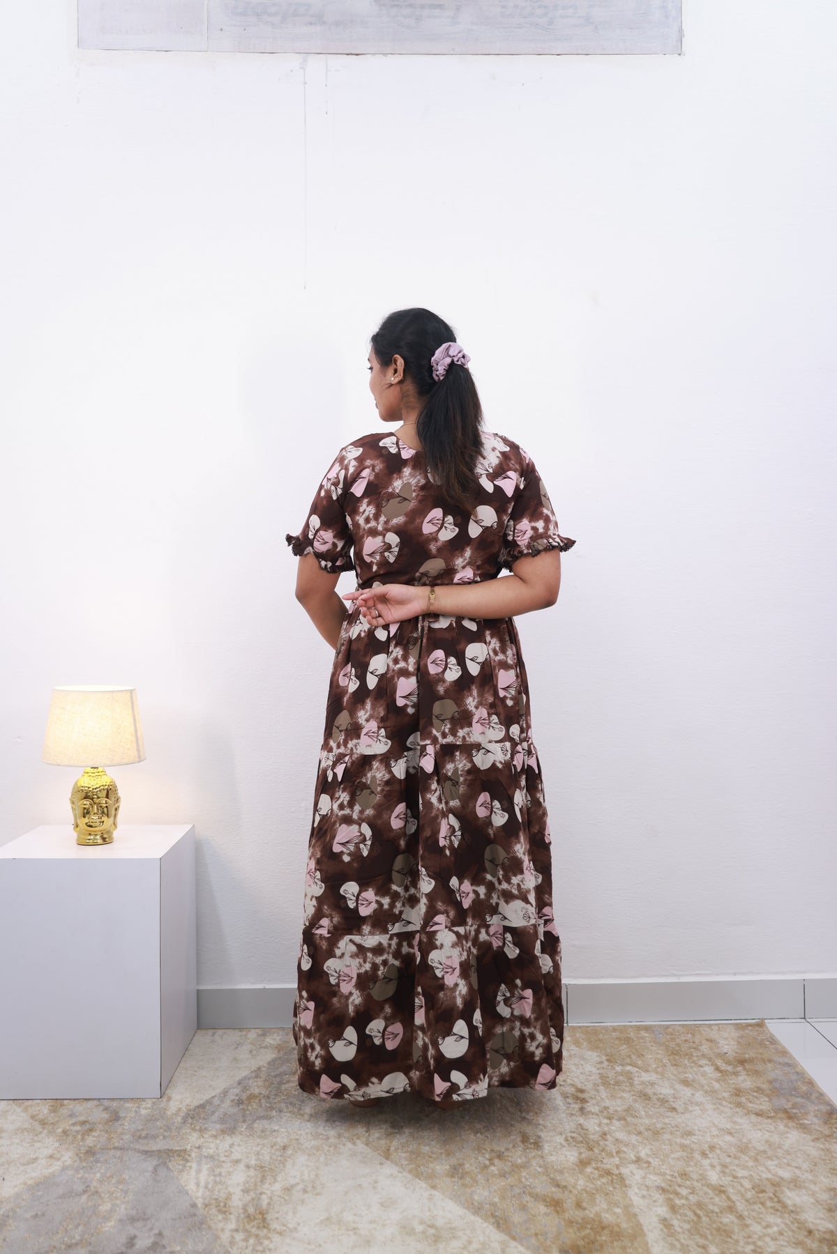 Mangai 3 Layer Frock Model Nighties Soft and smooth Premium Quality Rayon Material , Fancy Frilled Sleeve Side Pocket , Back tie Rope Stylish Collection's for Trendy Women's (MRK)