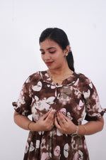 Mangai 3 Layer Frock Model Nighties Soft and smooth Premium Quality Rayon Material , Fancy Frilled Sleeve Side Pocket , Back tie Rope Stylish Collection's for Trendy Women's (MRK)