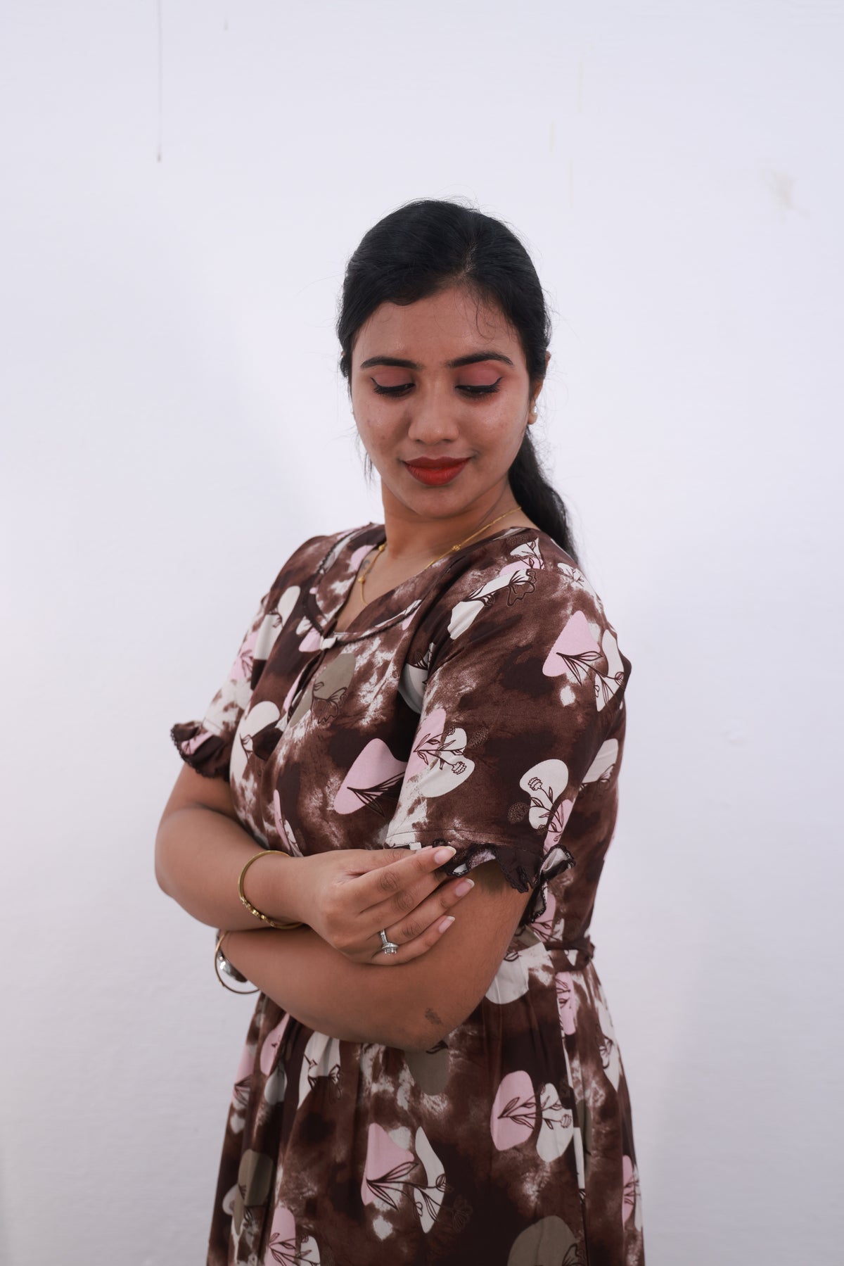 Mangai 3 Layer Frock Model Nighties Soft and smooth Premium Quality Rayon Material , Fancy Frilled Sleeve Side Pocket , Back tie Rope Stylish Collection's for Trendy Women's (MRK)