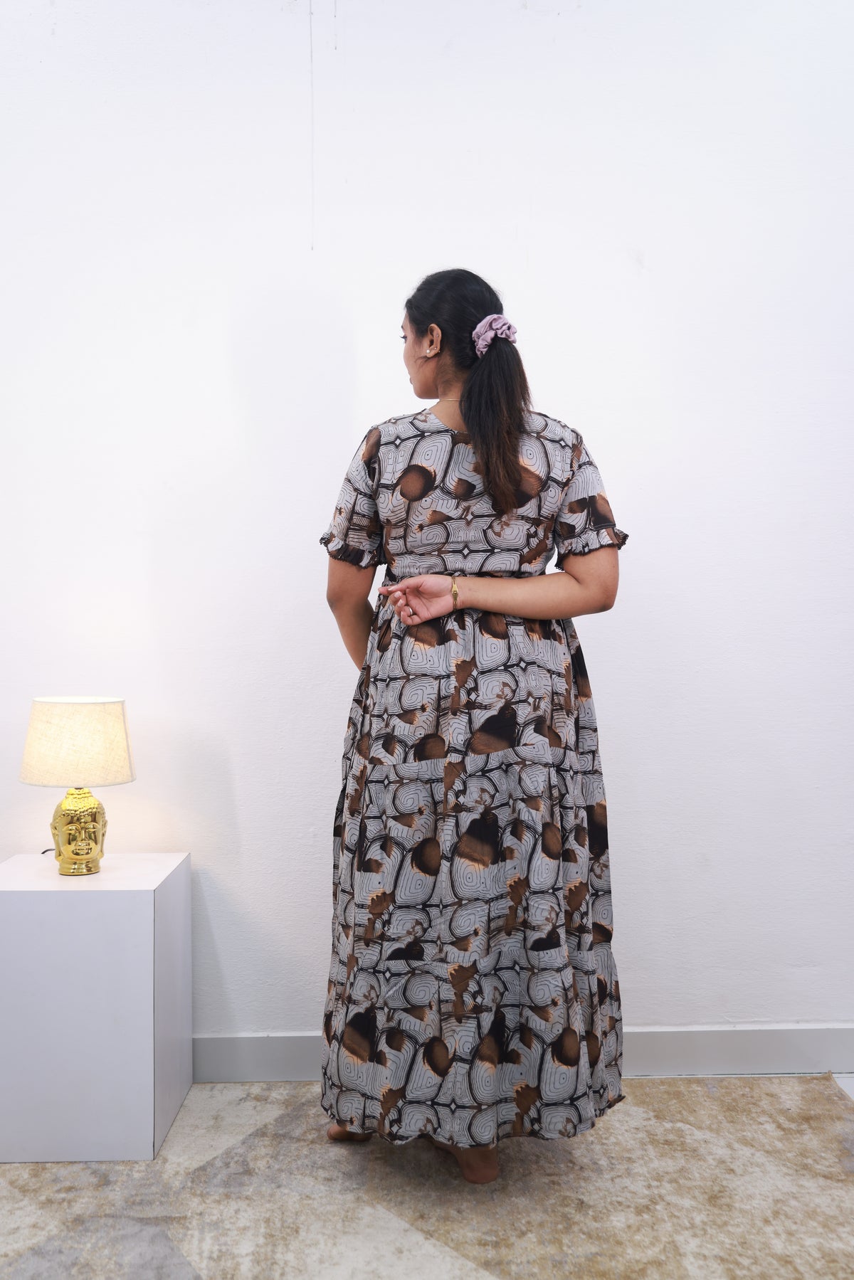 Mangai 3 Layer Frock Model Nighties Soft and Smooth Premium Quality Rayon Material , Fancy Frilled Sleeve Side Pocket , Back tie Rope Stylish Collection's for Trendy Women's (MRK)