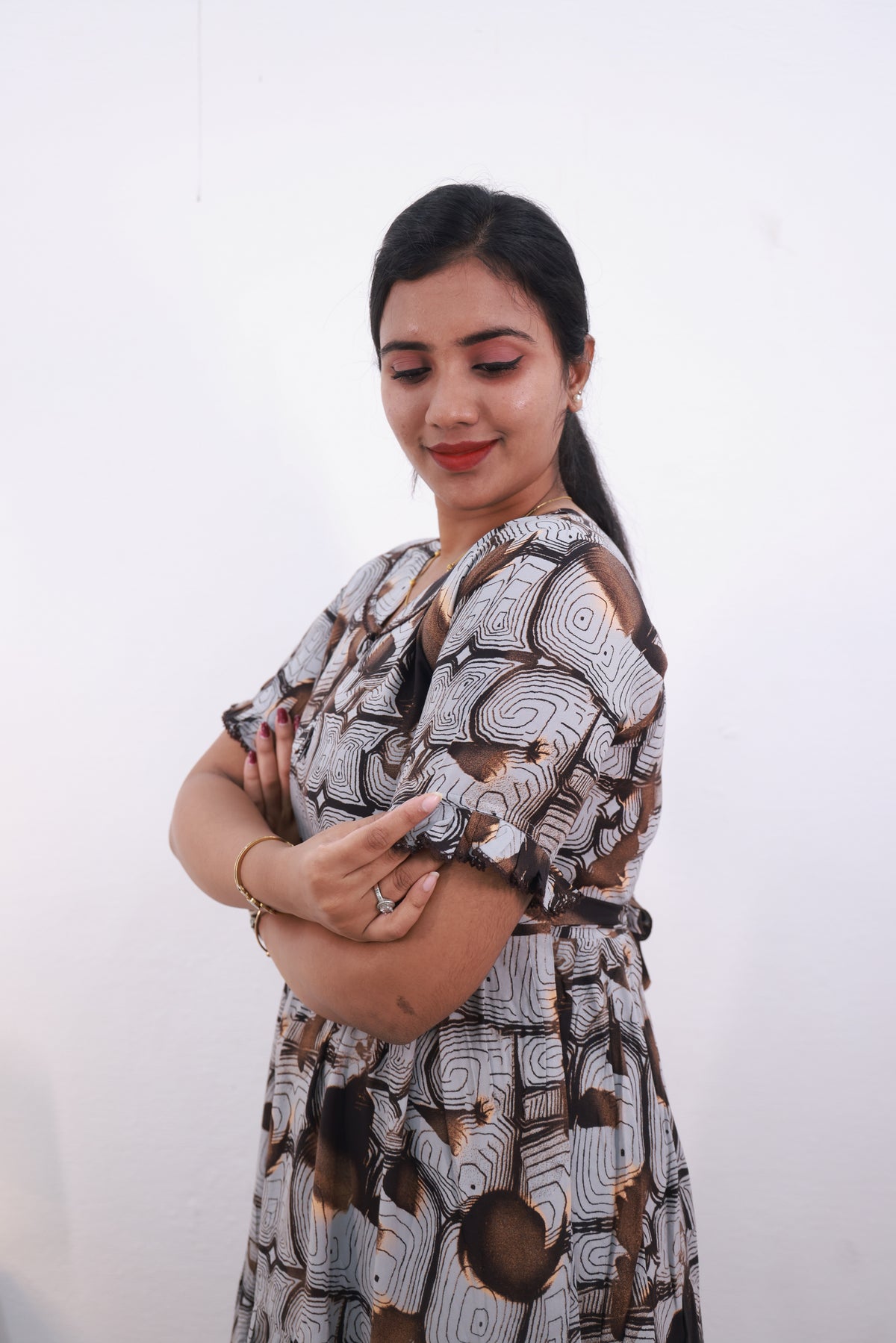 Mangai 3 Layer Frock Model Nighties Soft and Smooth Premium Quality Rayon Material , Fancy Frilled Sleeve Side Pocket , Back tie Rope Stylish Collection's for Trendy Women's (MRK)