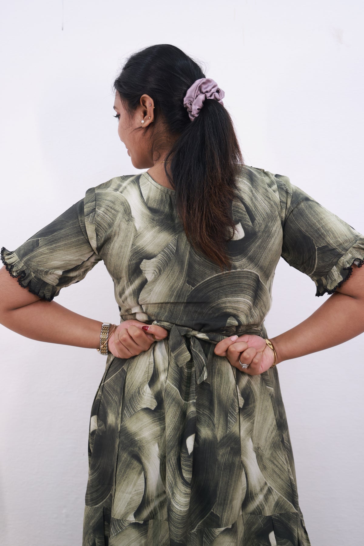 Mangai 3 Layer Frock Model Nighties Soft and Smooth Premium Quality Rayon Material , Fancy Frilled Sleeve Side Pocket , Back tie Rope Stylish Collection's for Trendy Women's (MRK)